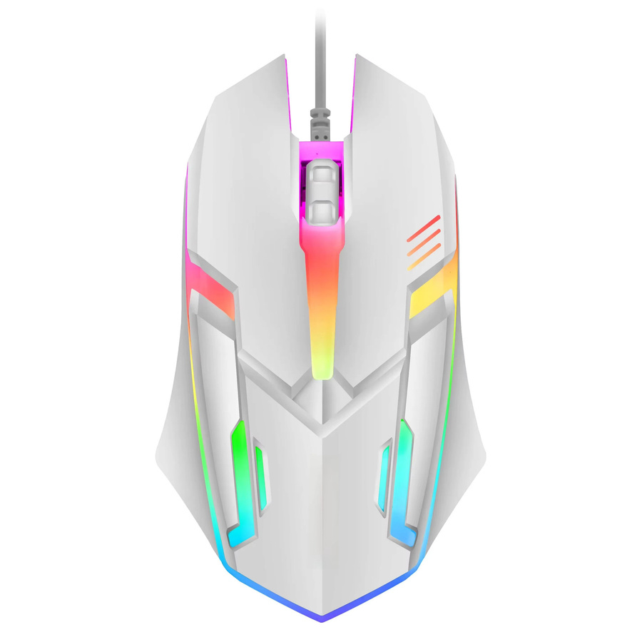 SKYLiON F1 Gaming-Maus mit 3 Tasten und bunter Beleuchtung, weiß - Bild 1