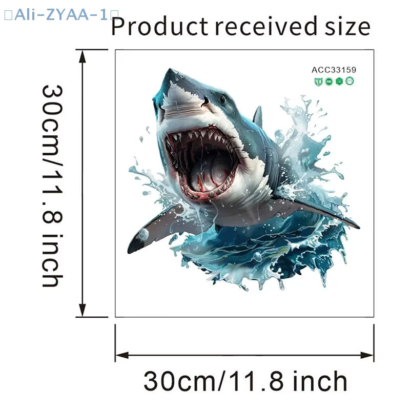 ZYAA-1 3D-Hai Wandaufkleber in Blau, wasserfester und selbstklebender Wandsticker für Badezimmer und Schlafzimmer von JETTING - Bild 2