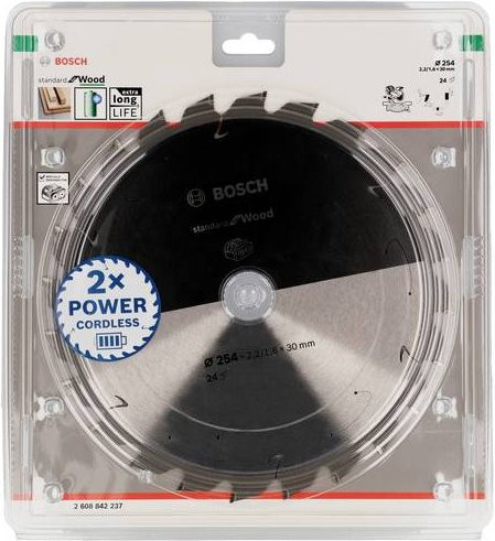 Bosch Kreissägeblatt Standard for Wood mit 24 Zähnen, Durchmesser: 254 mm, Bohrung: 30 mm, Dicke: 1,6 mm - Bild 1
