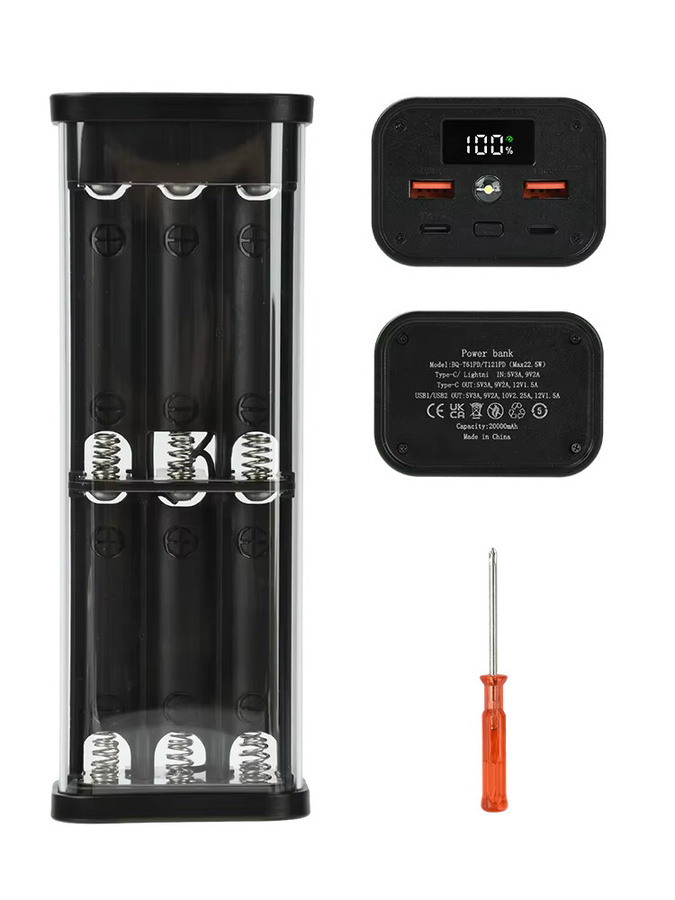 DIY Power Bank Kit 22,5 W für 6 oder 12 18650 Akkus, Transparente Shell ohne Löten - Bild 3