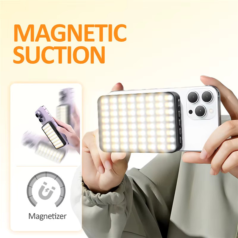 SZKOSTON Magnetisches RGB-LED-Fill-Light mit 2000mAh Akku in Schwarz für iPhone, DSLR und Laptop zur Fotografie und zum Live-Streaming - Bild 2