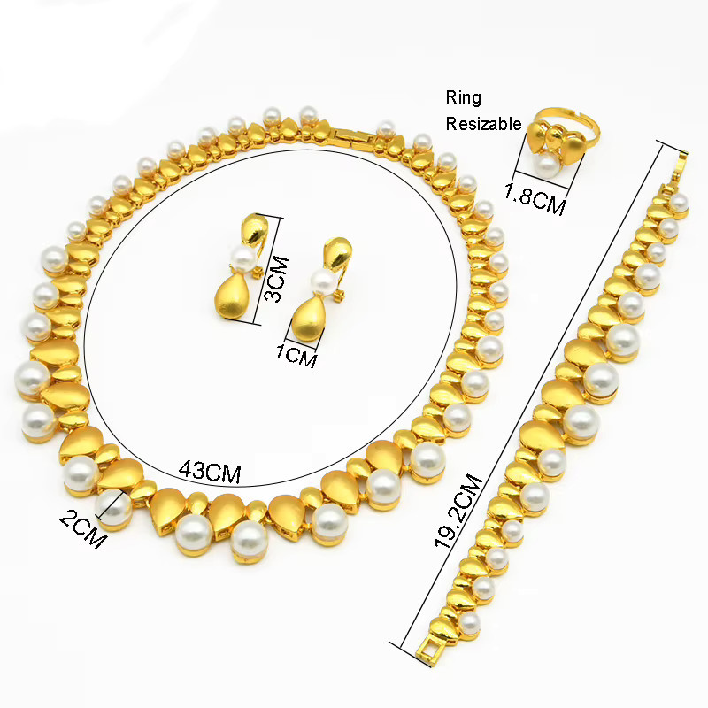 ANIID Schmuck-Set Halskette und Ohrringe, Perle, Gold, Damen - Bild 3