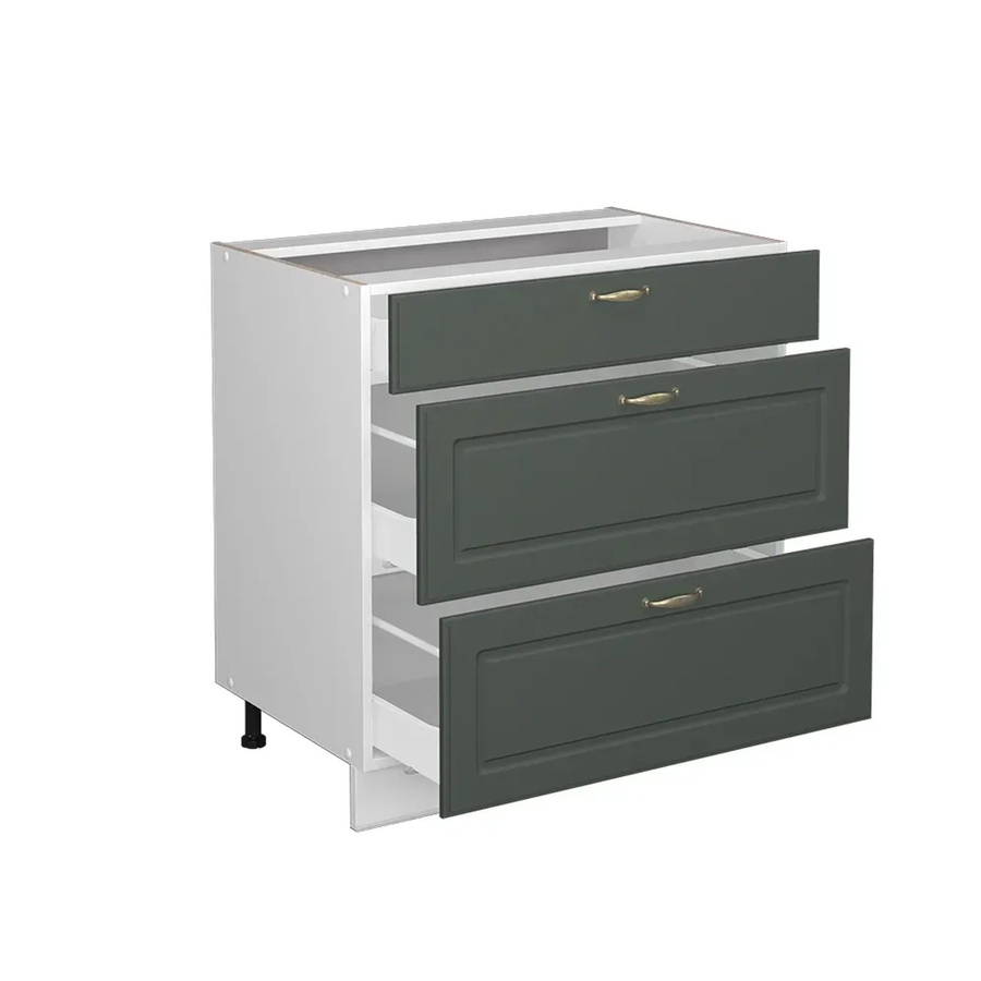 Vicco Küchenunterschrank Fame-Line im Landhausstil, Farbe Grün-Gold-Weiß mit Eichen-Optik und 3 Schubladen, B: 80 cm, H: 82 cm, T: 60 cm - Bild 2