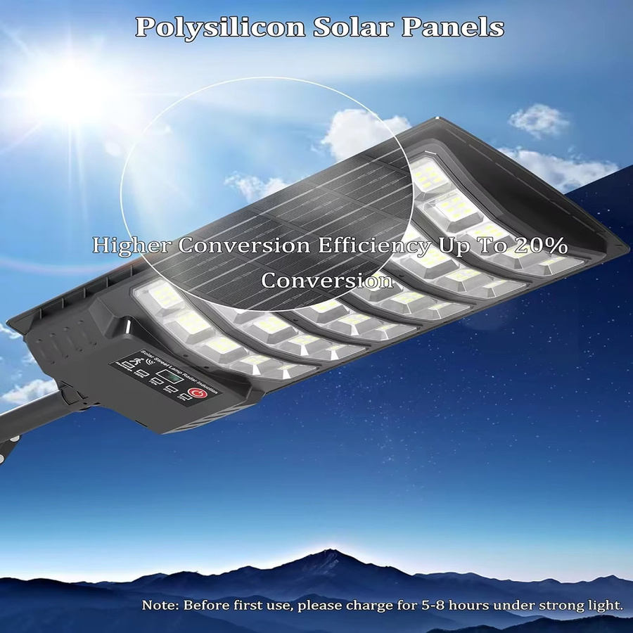 YQCHEZI Solar-Straßenlaterne für den Außenbereich mit LED und Bewegungssensor, wasserdichtes Solarlicht in Schwarz für Garten und Wandmontage - Bild 6