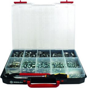 Riegler Sortimentsbox mit Schlauchschellen aus verzinktem Stahl und Edelstahl in Silber - Bild 1