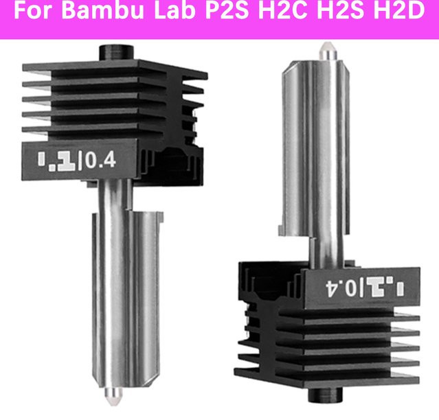 H2S Hotend für Bambu Lab H2D Druckkopf mit nicht abnehmbarer gehärteter Stahldüse für Bambu H2C, P2S, A1 und A1 mini (0,2mm, 0,4mm, 0,6mm, 0,8mm) - Bild 1