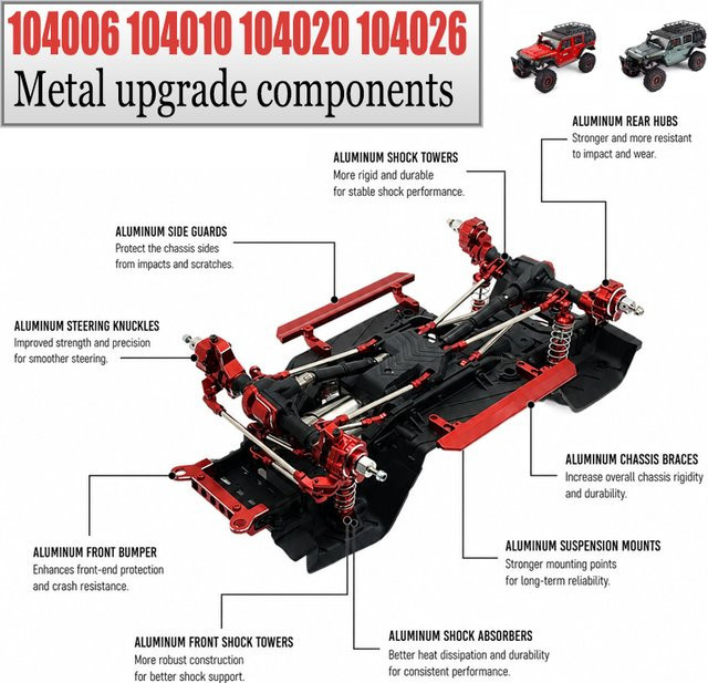 Gangka Metall-Upgrade-Kit, Frontstoßstange, C-Sektion, Lenkungsaufsatz, Messing-Gegengewichtstück-Anpassung, Zubehör - Bild 1