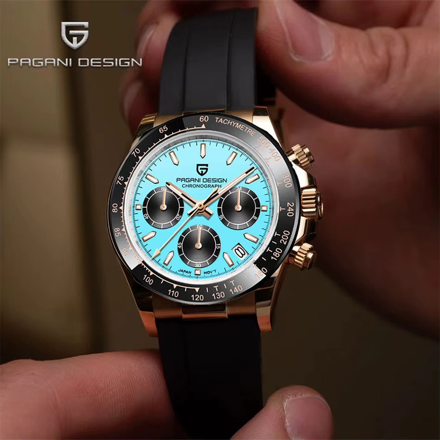 PAGANI DESIGN Chronograph, Quarz, Edelstahl, 40 mm, Herren, Blau, Saphirglas - Bild 3