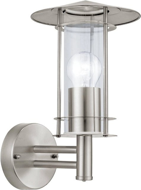 Eglo Wandleuchte Lisio 1-flammig in Edelstahl und Glas für den Außenbereich, Farbe: Silber, B: 30 cm, H: 17,5 cm - Bild 1