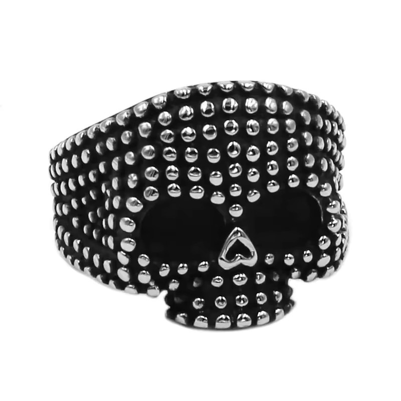STBZCXH Biker Ring Schädel Nägel, Edelstahl, Schwarz, Herren - Bild 1