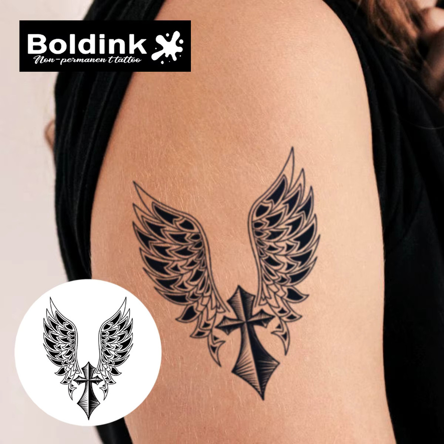 Boldink Wings of the Cross Temporäres Tattoo, wasserfest, semi-permanent - Bild 3