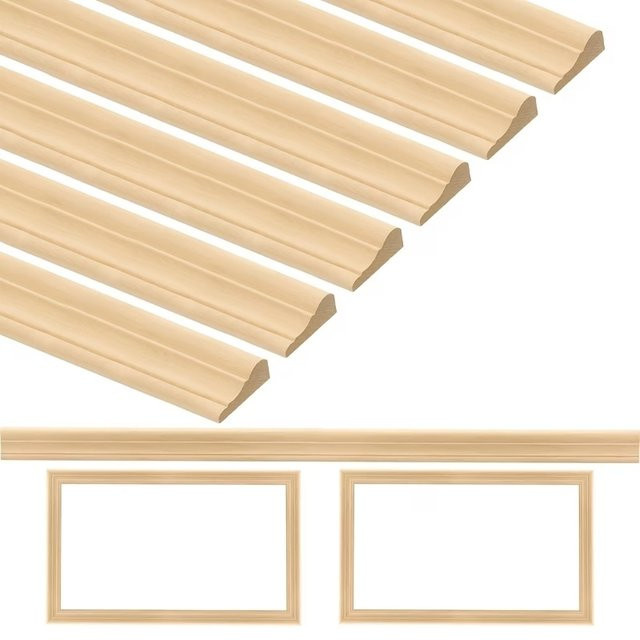 Bemalbare Unbehandelte Massivholz-Zierleisten als Dekorative Wandpaneel-Bordürenleisten für Wandvertäfelungen, B: 40 cm, H: 2,2 cm - Bild 1