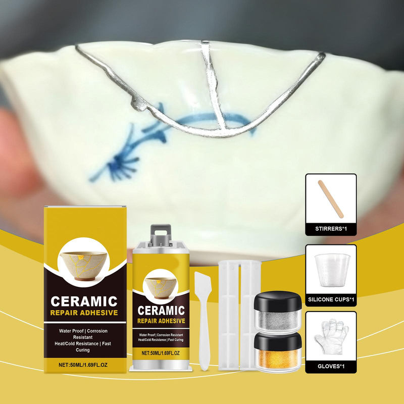 Viceer Keramik-Kleber Set für Porzellan und Glas in Gelb, 50 ml - Bild 3