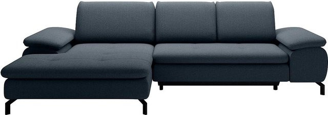 Vente-unique Schlafsofa Archibald in Blau mit L-Form und Armlehnen - Bild 1