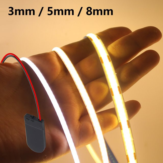 XUNATA COB LED-Streifen batteriebetrieben 5V mit 320 LEDs/m selbstklebend RGB - Bild 1