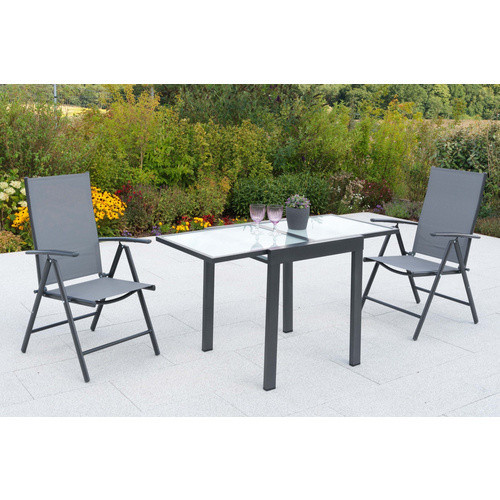 MERXX Balkonset Amalfi, 3-teiliges Set aus Aluminium und Glas in Grau für 2 Sitzplätze - Bild 2