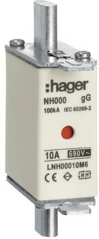Hager NH-Sicherung LNH00010M6 10A, 3 Stück, Weiß - Bild 1