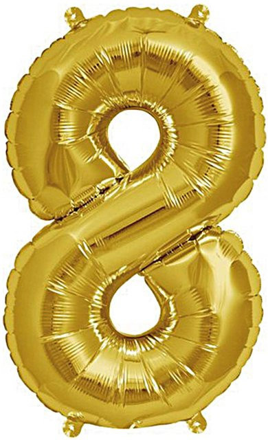 Rico Design Folienballon Zahl 8 in Gold, Höhe: 36 cm - Bild 1