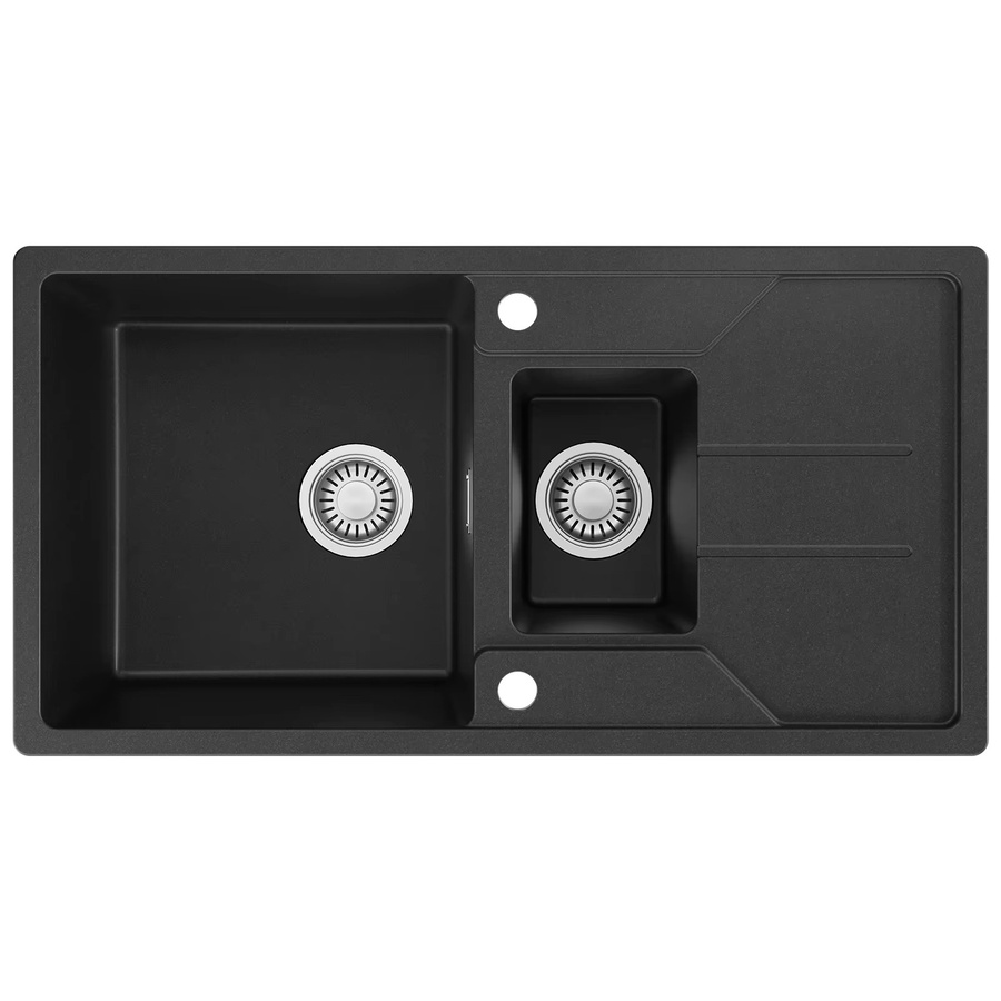 CECIPA max Küchenspüle aus Granit-Verbundwerkstoff in Schwarz, Unterbau-Spüle mit Abtropffläche, B/T: 86 x 45 cm - Bild 2