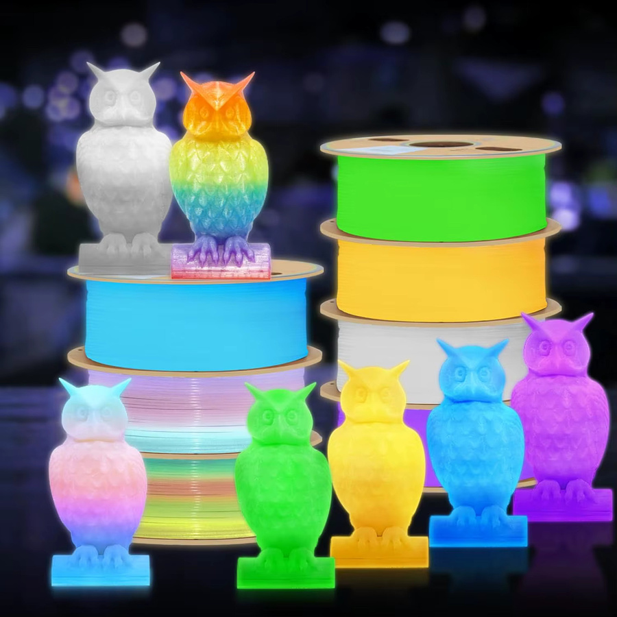 MANLANG TPU 3D-Drucker-Filament-Bundle im Dunkeln leuchtend, 1,75 mm, 95A, 4 x 250 g, Farben: Blau, Grün, Gelb, Lila - Bild 4