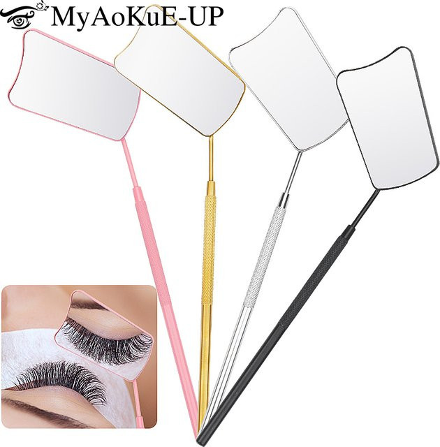 myaokue-up Wimpern Verlängerung Spiegel, Rose Gold, Edelstahl - Bild 1