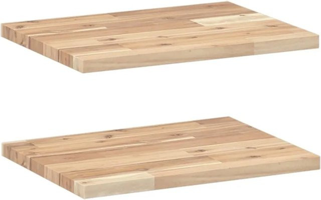 vidaXL Schweberegale aus Akazienholz, 2 Stück, Unbehandelt, Braun, B: 60 cm, T: 30 cm, H: 2 cm - Bild 1