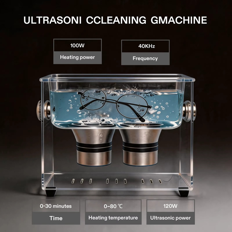 Sihao Ultraschall-Reinigungsgerät aus Edelstahl mit digitalem Heiz-Timer in Silber, 3l - Bild 4