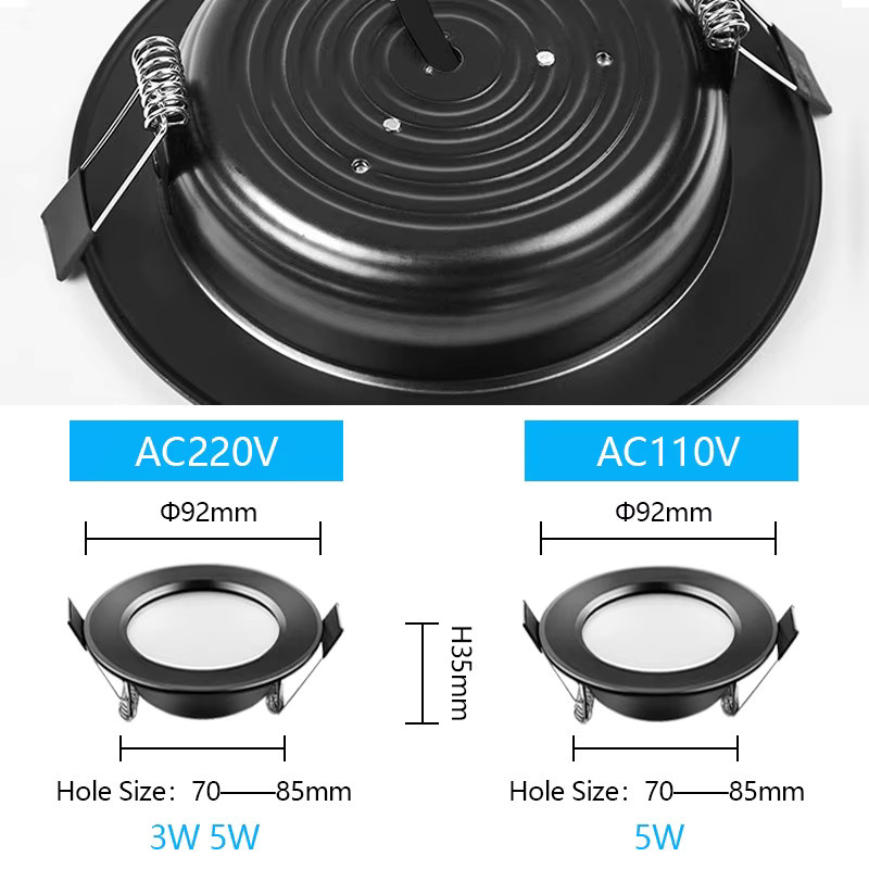 Teetealy LED-Downlight Deckenleuchte IP65 wasserdicht aus Aluminium in Schwarz - Bild 3