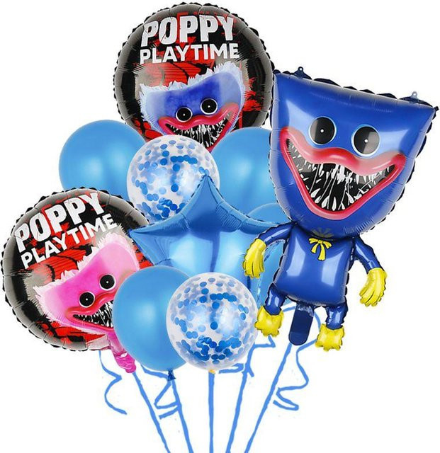 SpruceUrn Poppy Playtime Huggy Wuggy Folienballon-Set in Schwarz für Kindergeburtstage - Bild 1