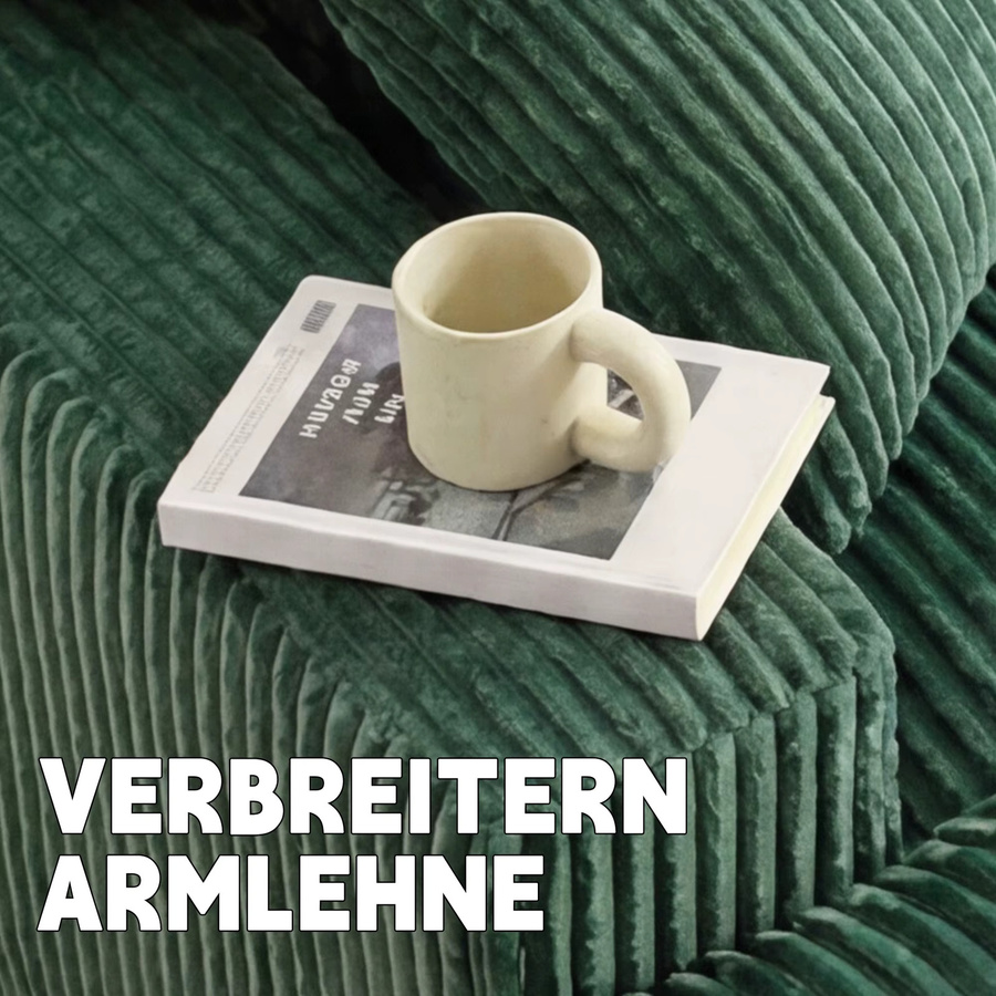 Vankel Modernes 2-Sitzer Modulsofa aus Cord in Grün und Beige mit ergonomischem Design - Bild 5