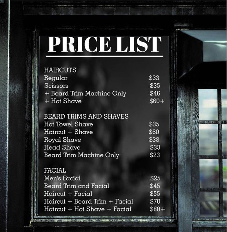 Personalisierte Shop-Preisliste von ROWNOCEAN als Vinyl-Kunstaufkleber für dein Geschäft, deinen Schönheitssalon oder Friseursalon, Wandaufkleber in Weiß oder Schwarz - Bild 1