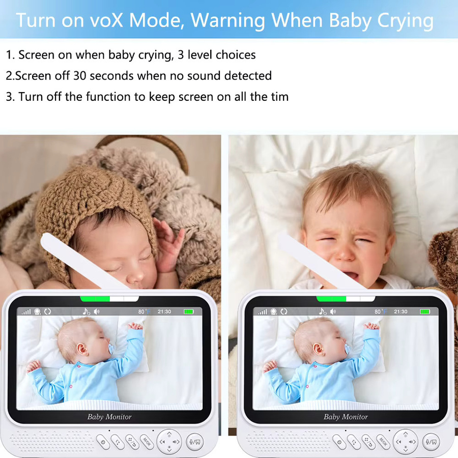 Aegiscam Babyphone-Kamera-Set mit 7-Zoll-LCD-Display in Weiß, inklusive Nachtsicht, Temperaturüberwachung, Zwei-Wege-Audio und VOX-Modus - Bild 4