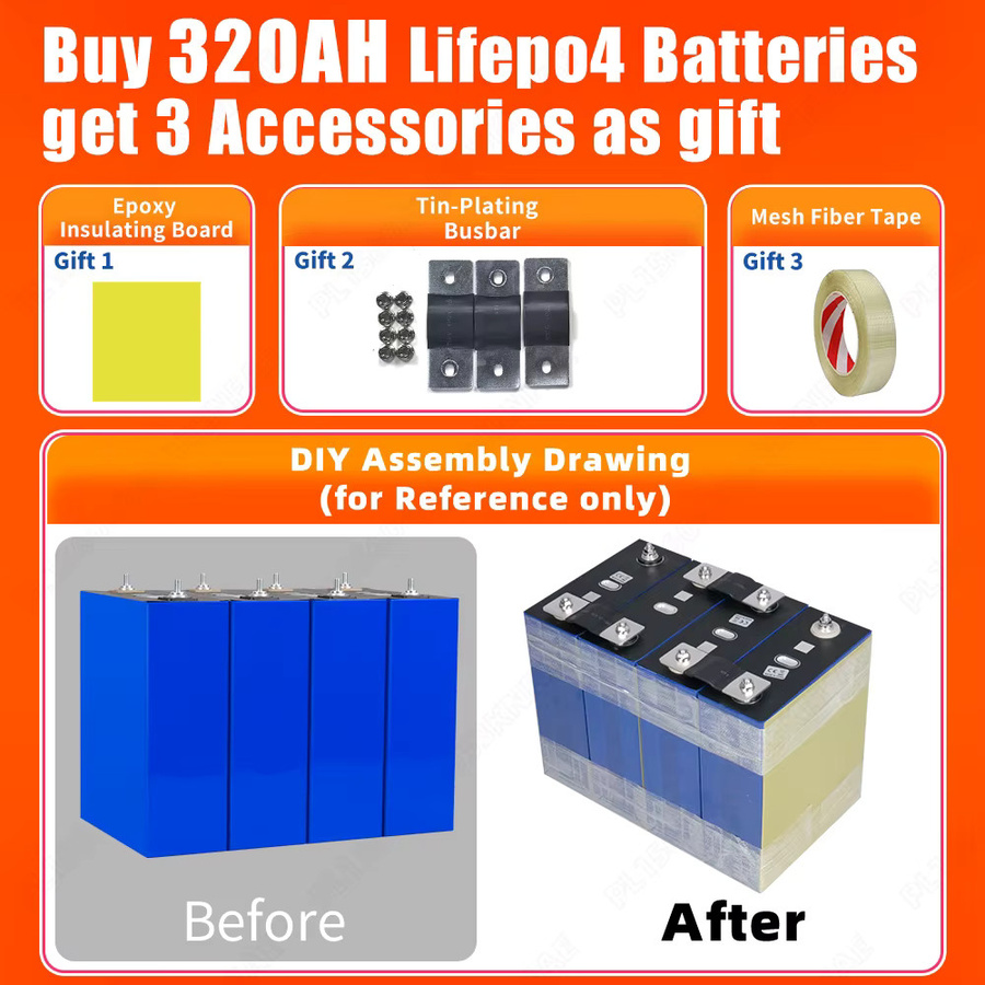 LiFePO4 3,2V 320Ah Lithium-Eisenphosphat Batterie Klasse A für DIY 12V 24V 48V Systeme, prismatische LFP-Zellen in Blau - Bild 7