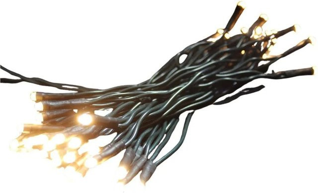 Lex LED Lichterkette mit 50 warmweißen Lichtern und grünem Kabel für Party und Weihnachten - Bild 1