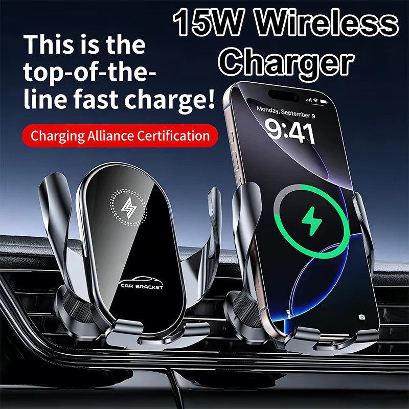 TONGDAYTECH Universelle Auto-Handyhalterung mit kabelloser Ladefunktion in Schwarz für Samsung und iPhone - Bild 3