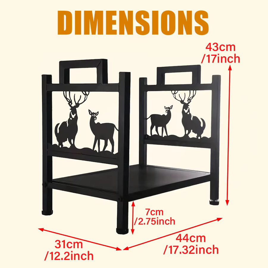 combiubiu Kamin Holzregal aus Metall in Schwarz Matt, B/T/H: 42 x 30 x 42 cm - Bild 4