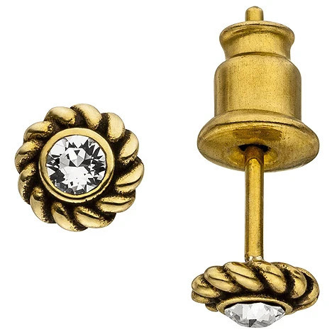 Colfem Ohrstecker Edelstahl, goldfarben, Swarovski Elements, Unisex - Bild 1
