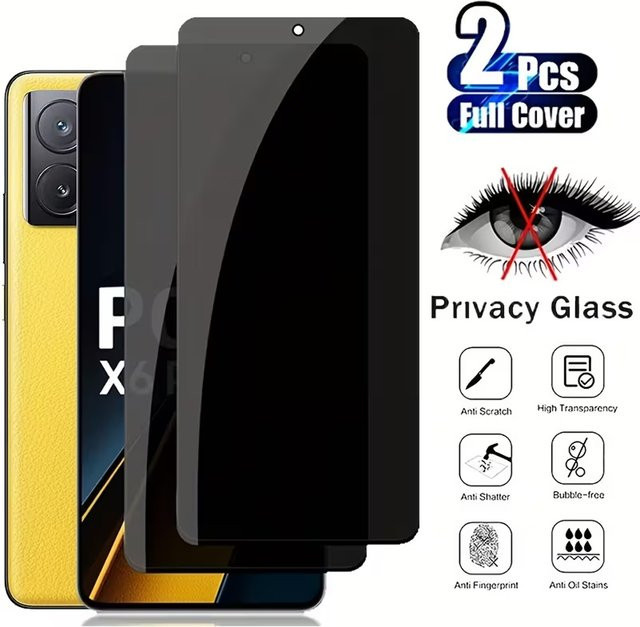 2 Stück Anti-Spy Displayschutzfolie aus gehärtetem Glas für Xiaomi Poco X8 Pro Max M6 Pro X6 5G X6 Pro F7 Pro X7 Pro 14T Pro M4Pro M5S - Bild 1