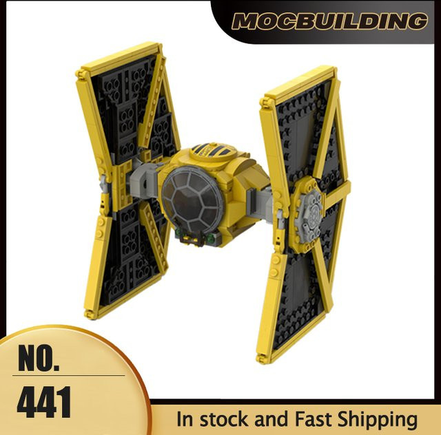 MOCBUILDING Starfighter-Modell aus Kunststoff in Gelb als kreatives Weltraum-Fahrzeug zum Zusammenbauen - Bild 1
