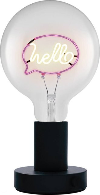 OSRAM LED-Tischleuchte Lettertable Hello in Schwarz aus Metall und Glas, E27, B/T/H: 12,5 x 12,5 x 23,1 cm - Bild 1