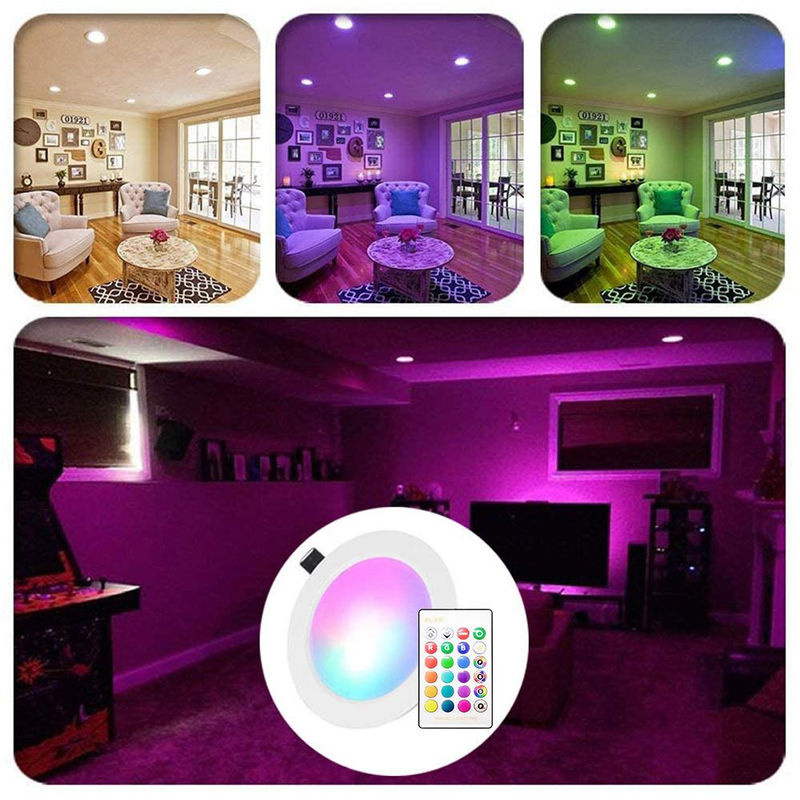 TOMTOP JMS RGBW LED-Einbauleuchte mit IR-Fernbedienung, 5W dimmbar, 16 Farben und 4 Blinkmodi, rund, weiß - Bild 7