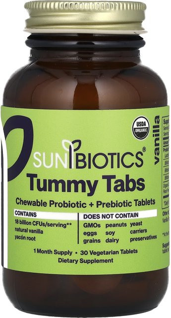 Sunbiotics Tummy-Tabletten, kaubares Probiotikum + Präbiotikum, Vanille, 30 Stück - Bild 1
