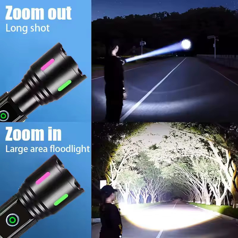 Mikenoon Mini-LED-Taschenlampe aus Aluminiumlegierung, wiederaufladbar, schwarz, zoombar und wasserdicht - Bild 2