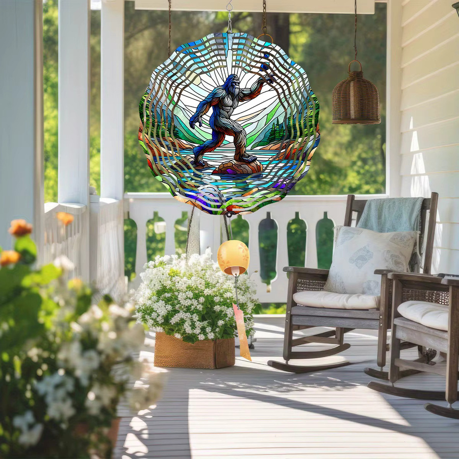 CIFBUY Mysteriöse Kreatur Windspinner aus Edelstahl als 3D Kinetische Skulptur für den Garten, Durchmesser: 25,4 cm, Farben: Silber, Weiß, Multicolour - Bild 3