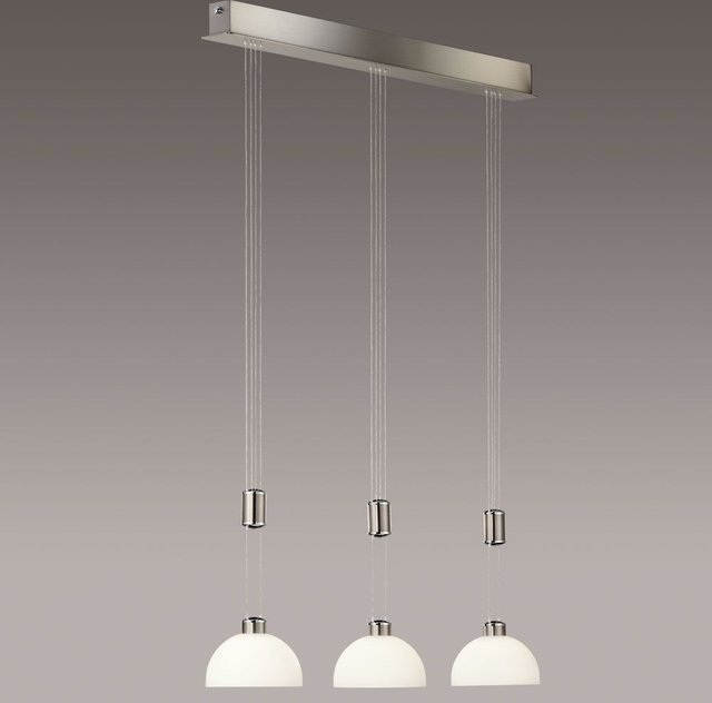 B+M Leuchten Moon II LED-Pendelleuchte, 3-flg, Nickel matt, Warmweiß (2700K) - Bild 1