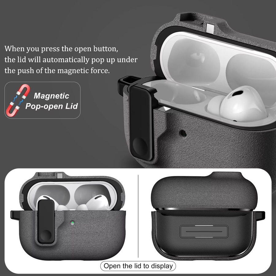 Schutzhülle für Apple AirPods Pro 2 mit magnetischem Pop-open-Deckel und Drucktastenschalter in Grün - Bild 4