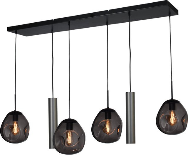 Masterlight Lava 4/2 Pendelleuchte 6-flammig in Schwarz matt mit rauchgrauem Glas - Bild 1