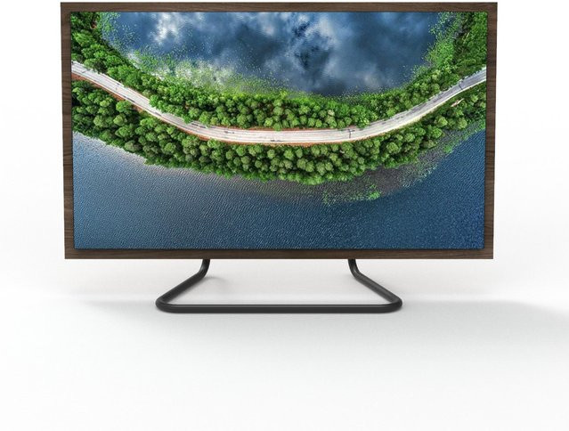 Spectral Tube GX21-77-BG-DP TV-Standfuß aus Stahlrohr in Black/Deep Oak, pulverbeschichtet - Bild 1