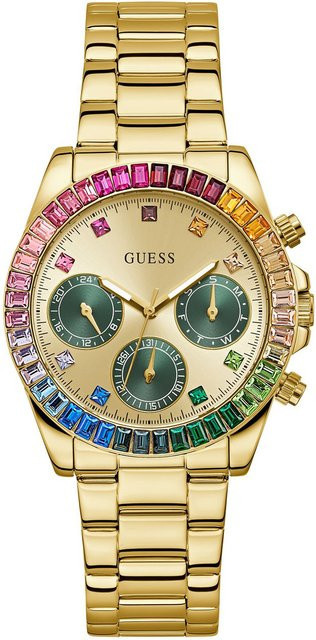 Guess Damenuhr Halo, Analoguhr, Quarz, Edelstahl, Gold, 38 mm, 5 ATM - Bild 1