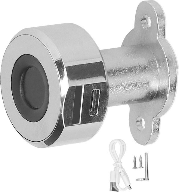 GoolRC Mini-Fingerabdruck-Schrankschloss aus Edelstahl, USB wiederaufladbares elektrisches Schubladenschloss in Grau und Silber - Bild 1